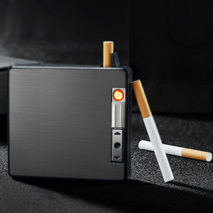 YH050 Automatic cigarette case with usb lighter rectangular cigarette holder