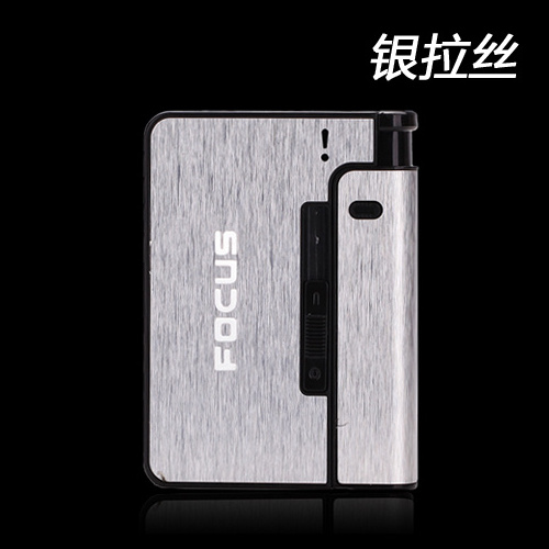 Focus brand square cigarette case China lighter wind proof flame metal cigarette gift box case