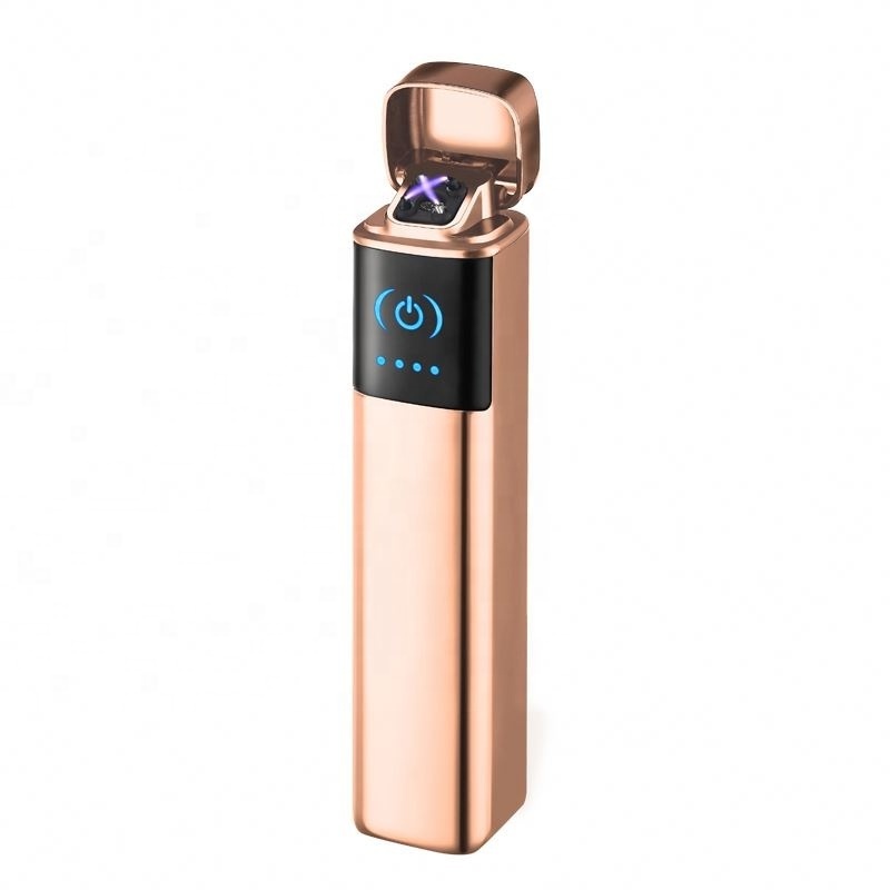 Fingerprint Touch induction Cross Double Arc Lighter Metal Electronic Windproof Touch Sensing Cigarette Lighter