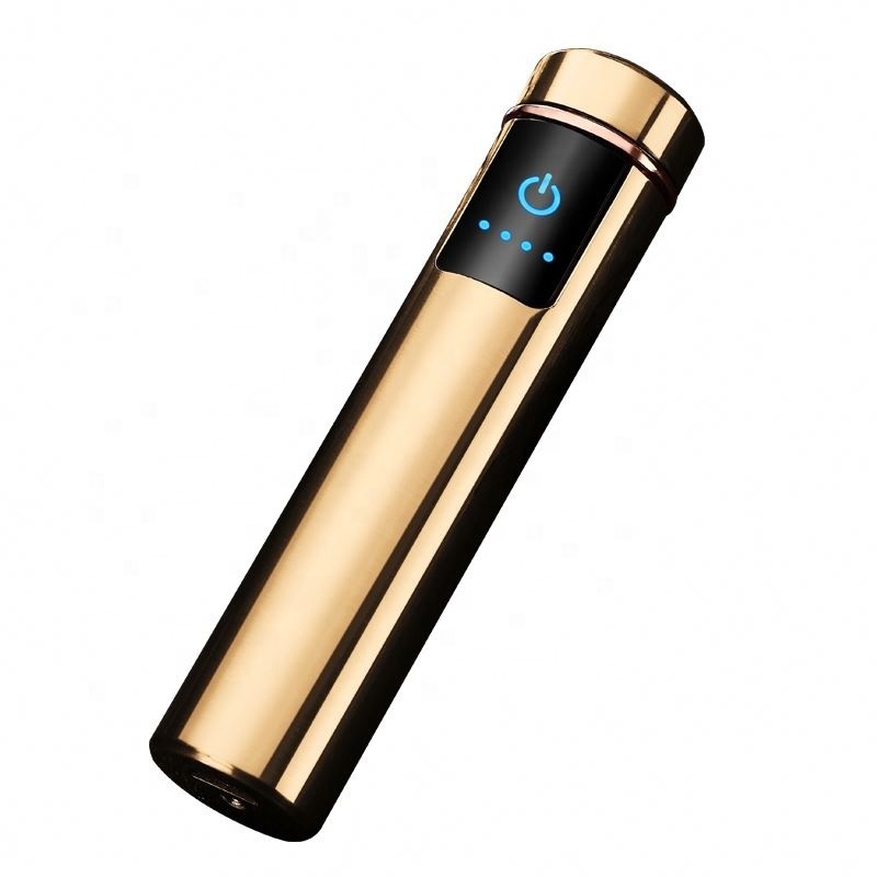 Thin Touch Ignition USB Rechargeable Lighter Windproof Double Arc Lighter with LED Power Display