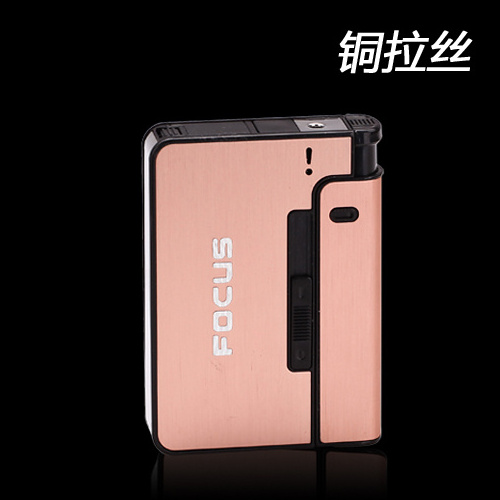 Focus brand square cigarette case China lighter wind proof flame metal cigarette gift box case