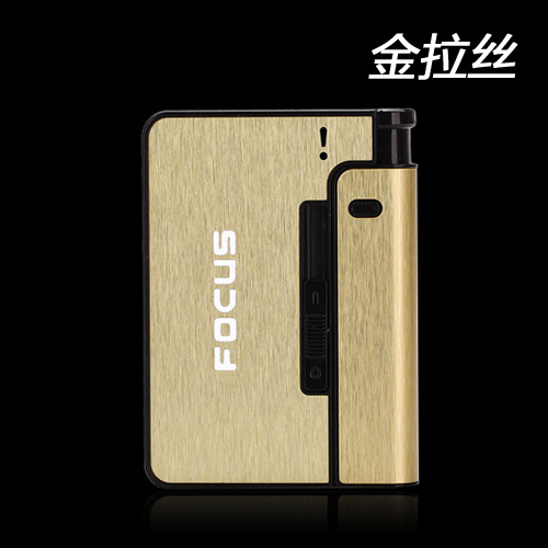 Focus brand square cigarette case China lighter wind proof flame metal cigarette gift box case