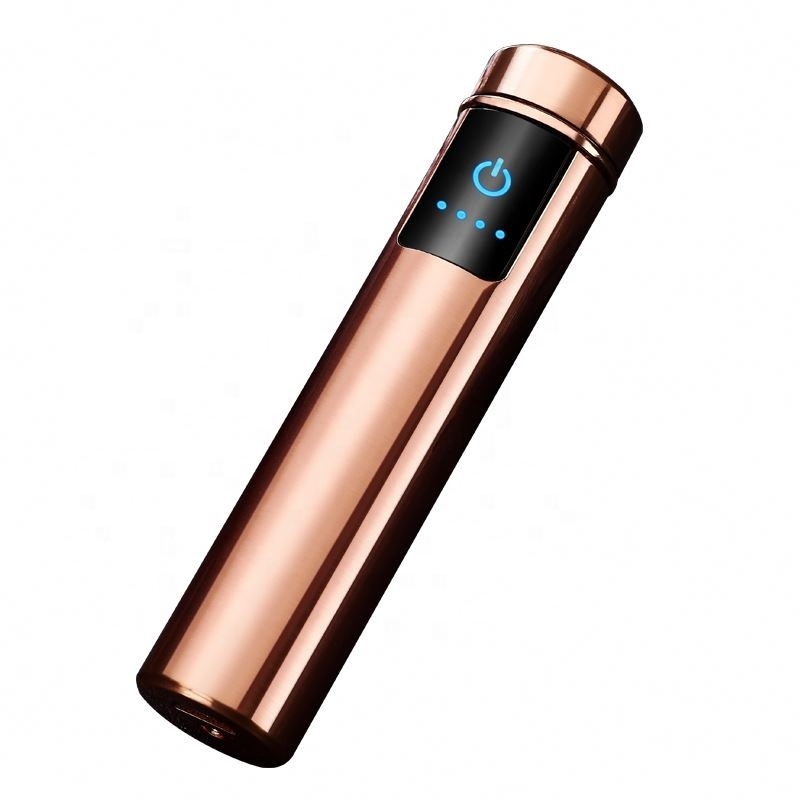 Thin Touch Ignition USB Rechargeable Lighter Windproof Double Arc Lighter with LED Power Display