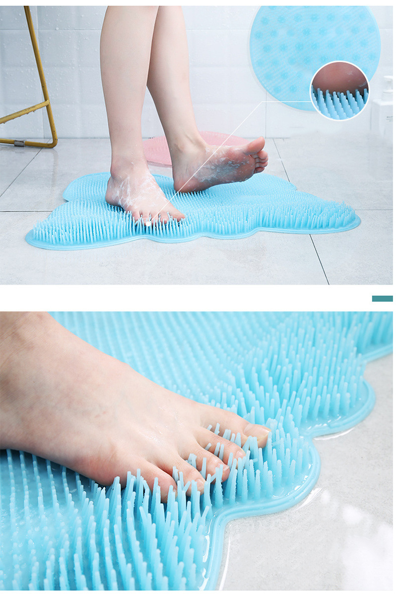 Bathroom non-slip bath mat soft silicone foot wash, back rub, massage foot cleaning mats