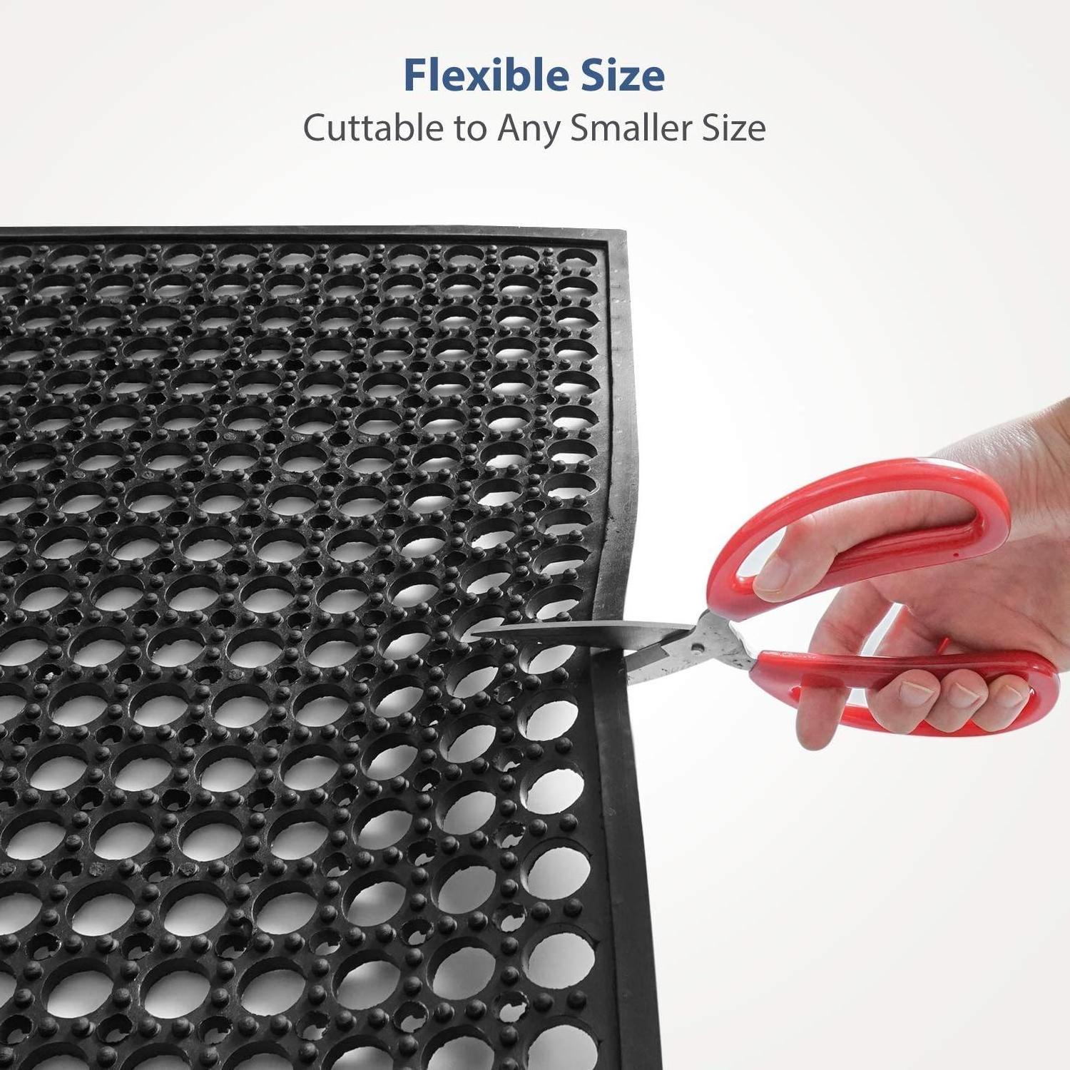 Rubber Drainage Mat Outdoor Rubber Entrance Matting Anti Fatigue Non-Slip Doormat With Drain Hole