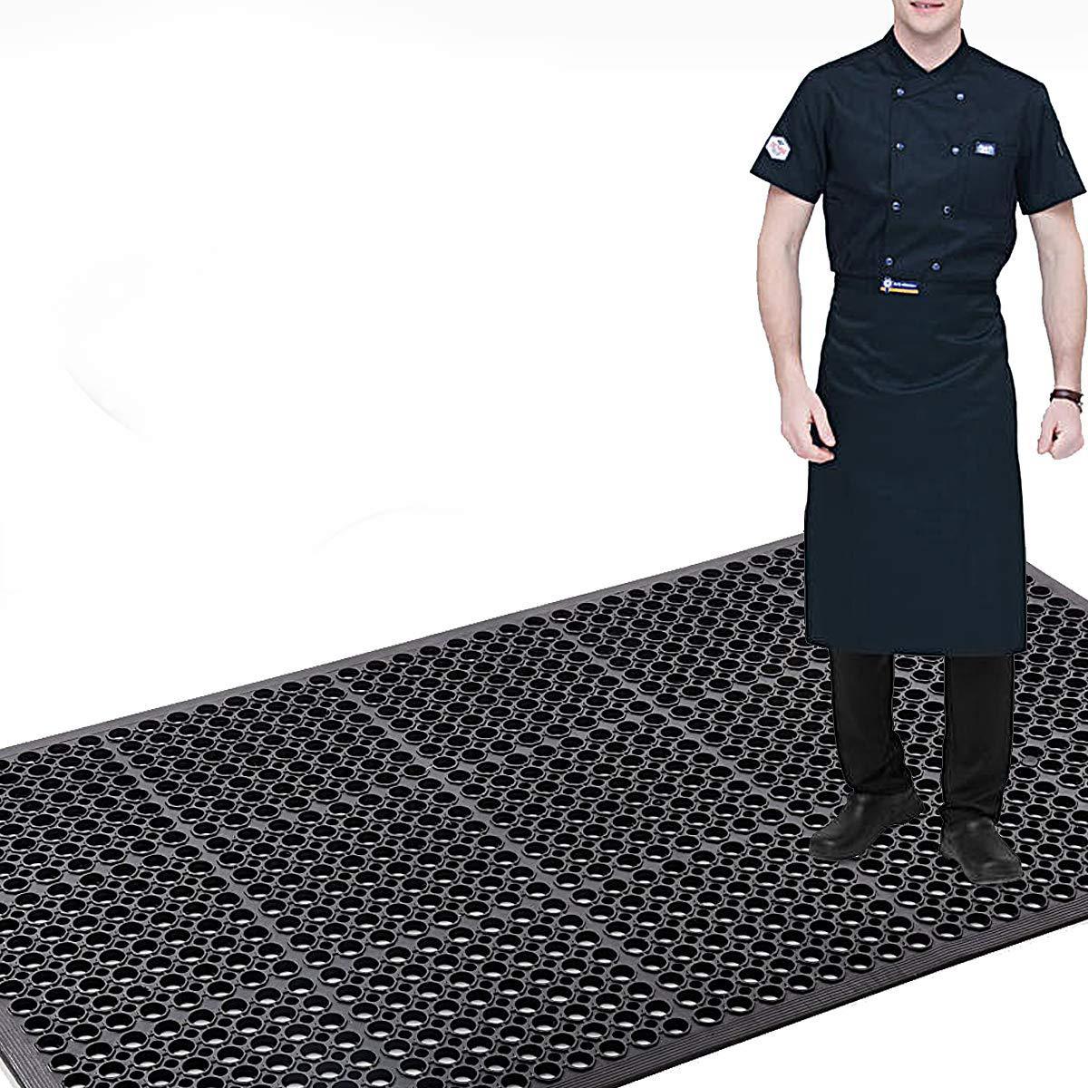 Rubber Drainage Mat Outdoor Rubber Entrance Matting Anti Fatigue Non-Slip Doormat With Drain Hole