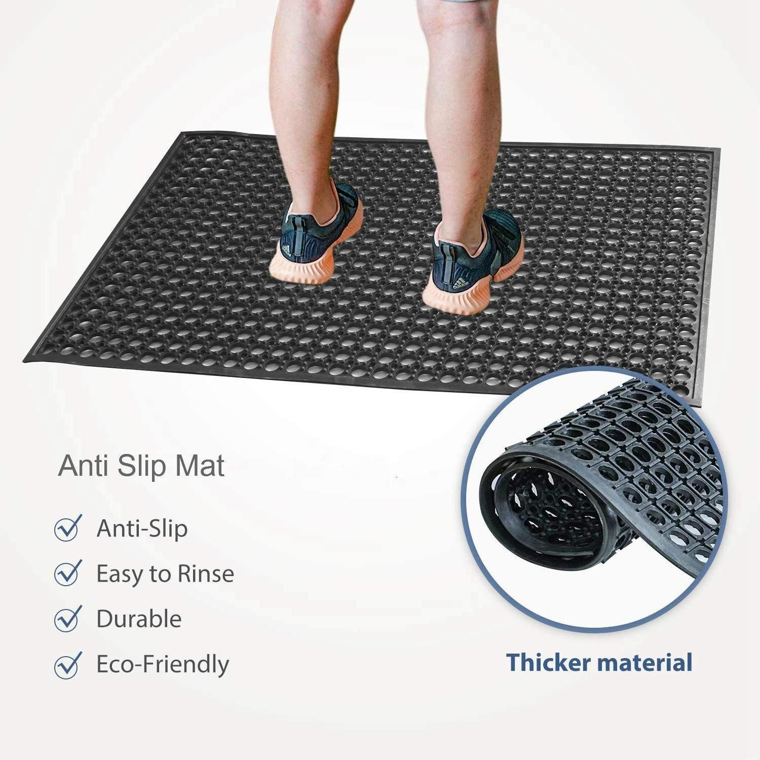 Rubber Drainage Mat Outdoor Rubber Entrance Matting Anti Fatigue Non-Slip Doormat With Drain Hole