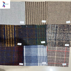 Keqiao jiaolan textile yarn dyed tweed fabric wholesale woolen checks fabric caot cloth stocklot plaid polyester wool fabric