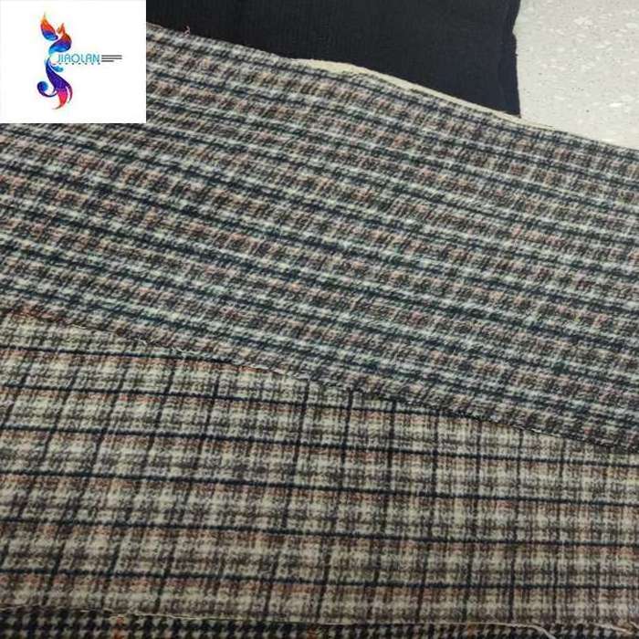 Popular product woolen checks fabric wholesale polyester wool plaid fabric ready goods stocklot angora cashmere fabric