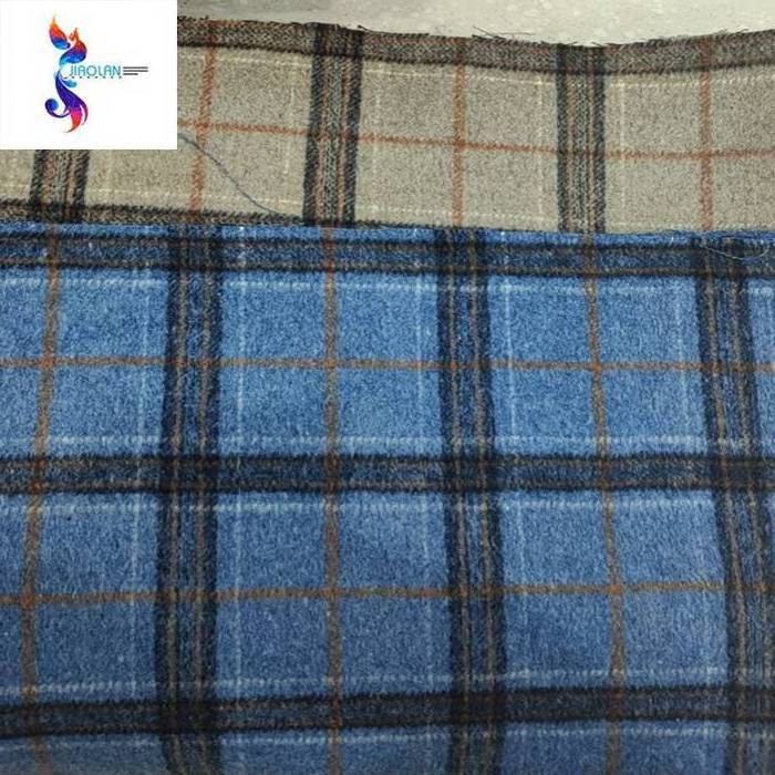 Popular product woolen checks fabric wholesale polyester wool plaid fabric ready goods stocklot angora cashmere fabric