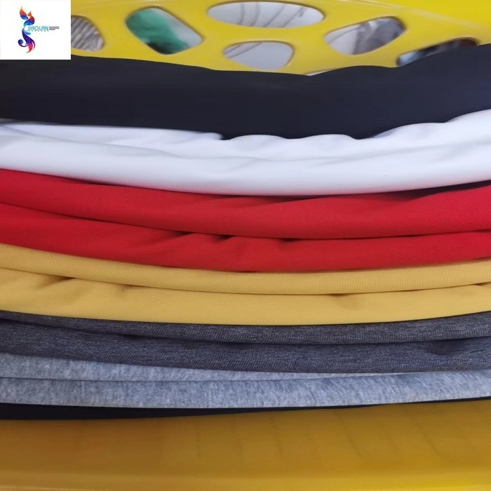 Cotton polyester sweatshirt fabric wholesale stocklot knit jersey fabric kg price plain dyed t-shirts knitted fabric