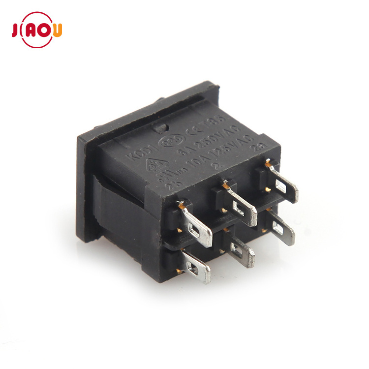 JIAOU YUEQING dpdt rocker switch 3 position 6 pins black KCD1-203