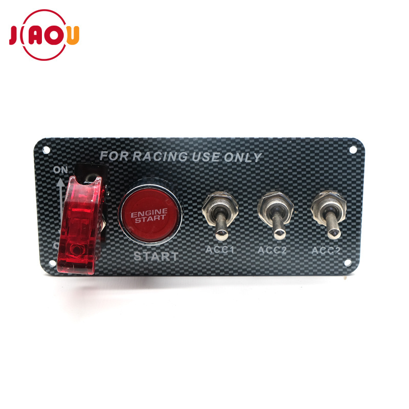 JIAOU YUEQING carbon ignition switch panel engine start push button 12v led toggle racing car