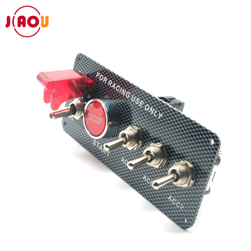 JIAOU YUEQING carbon ignition switch panel engine start push button 12v led toggle racing car