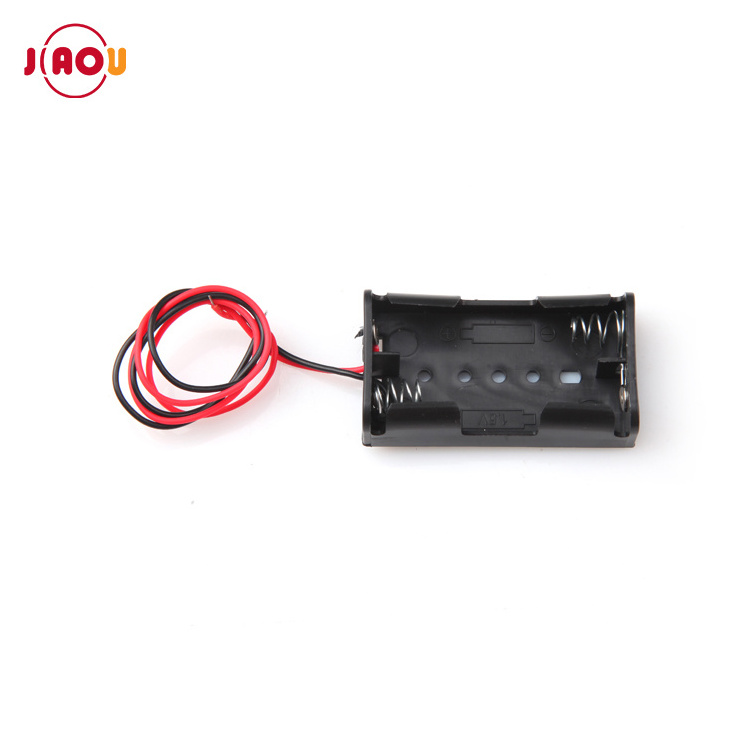 JIAOU  Plastic Black 2xAA 3V battery Holder with wire lead