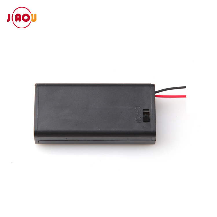 JIAOU 2 xAA 3V Plastic battery cell holder box case  With Wires,on/off  toggle switch and cover