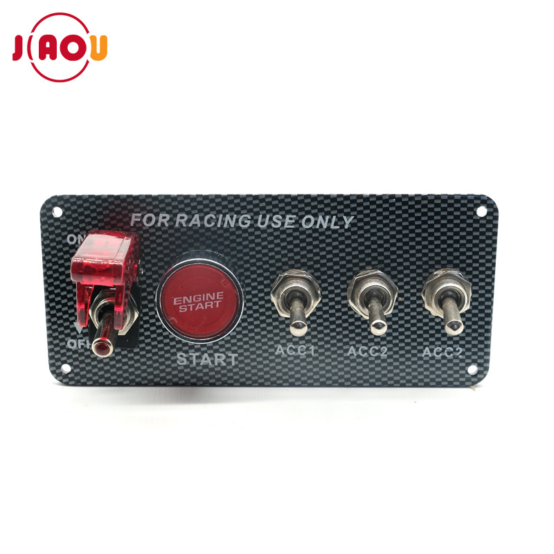 JIAOU YUEQING carbon ignition switch panel engine start push button 12v led toggle racing car