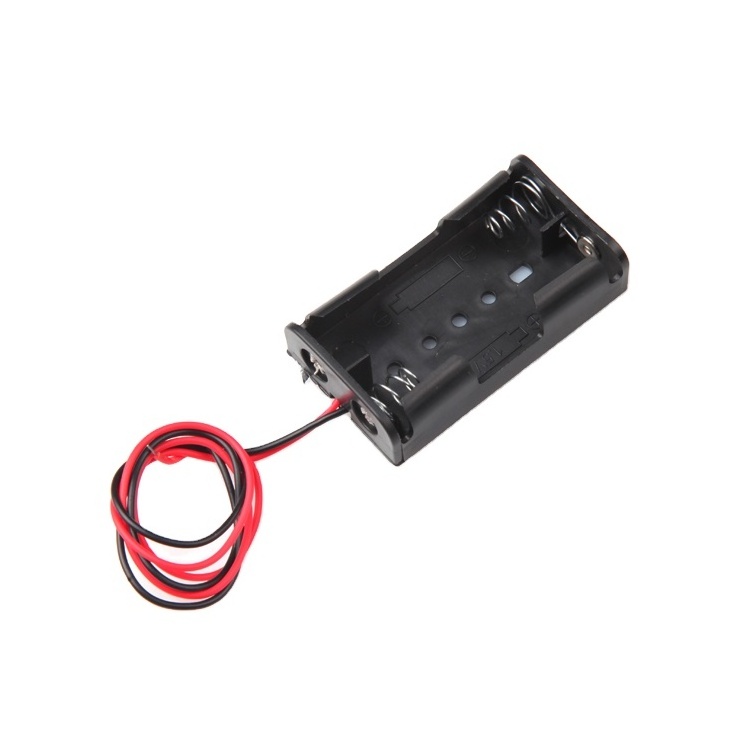 JIAOU  Plastic Black 2xAA 3V battery Holder with wire lead