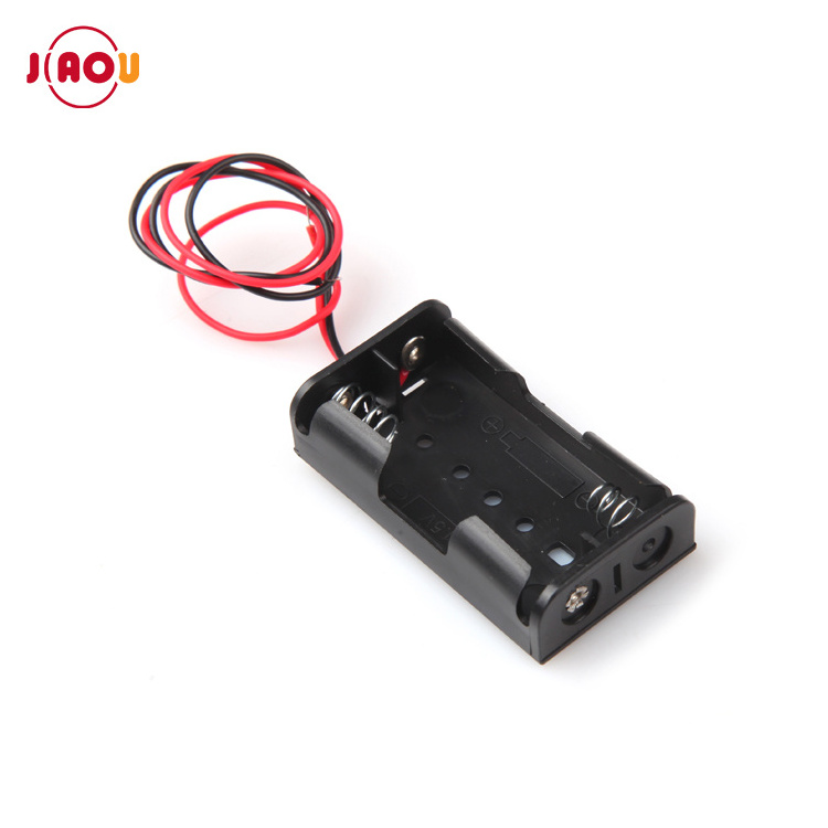 JIAOU  Plastic Black 2xAA 3V battery Holder with wire lead