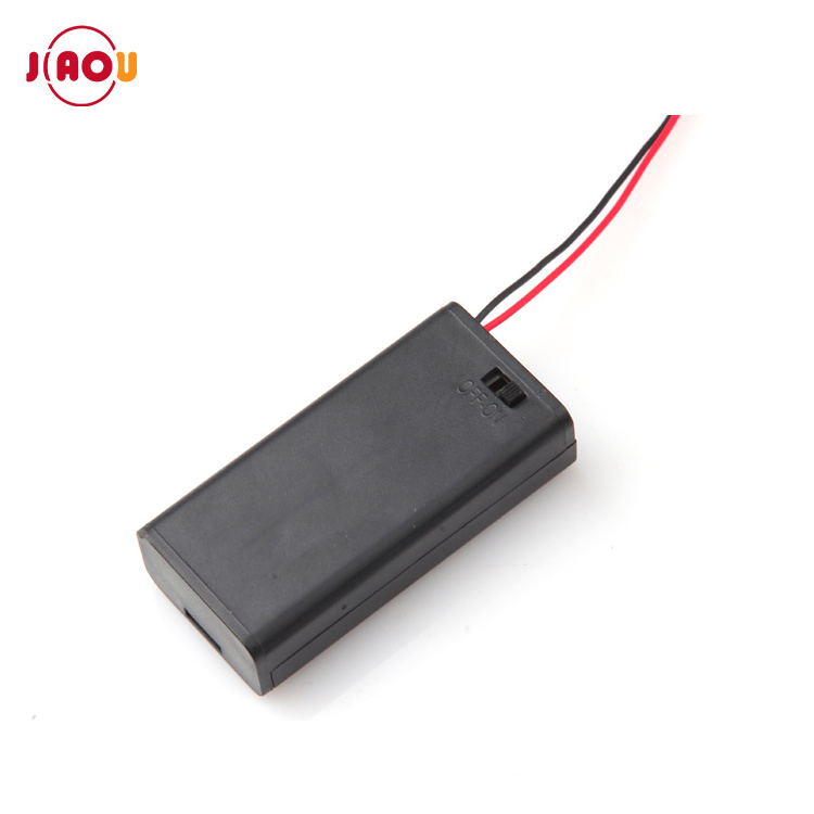 JIAOU 2 xAA 3V Plastic battery cell holder box case  With Wires,on/off  toggle switch and cover