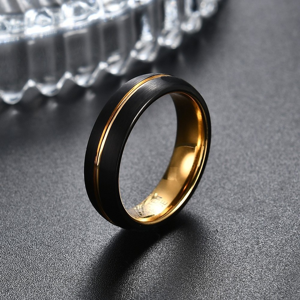 Vintage 6mm Black Gold  Tungsten Jewelry Wedding Tungsten Ring Tungsten Carbide Ring For Men