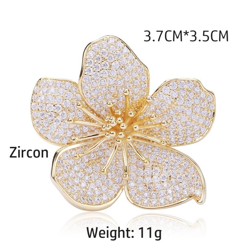 Luxury Broach Pins For Women Zirconia Peach Flower Pin Brooches Luxury Designer Women Brooch