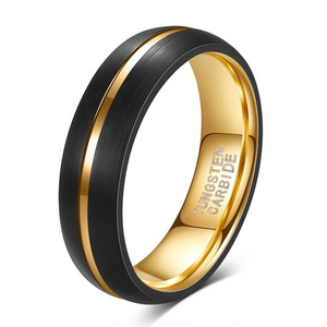 Vintage 6mm Black Gold  Tungsten Jewelry Wedding Tungsten Ring Tungsten Carbide Ring For Men