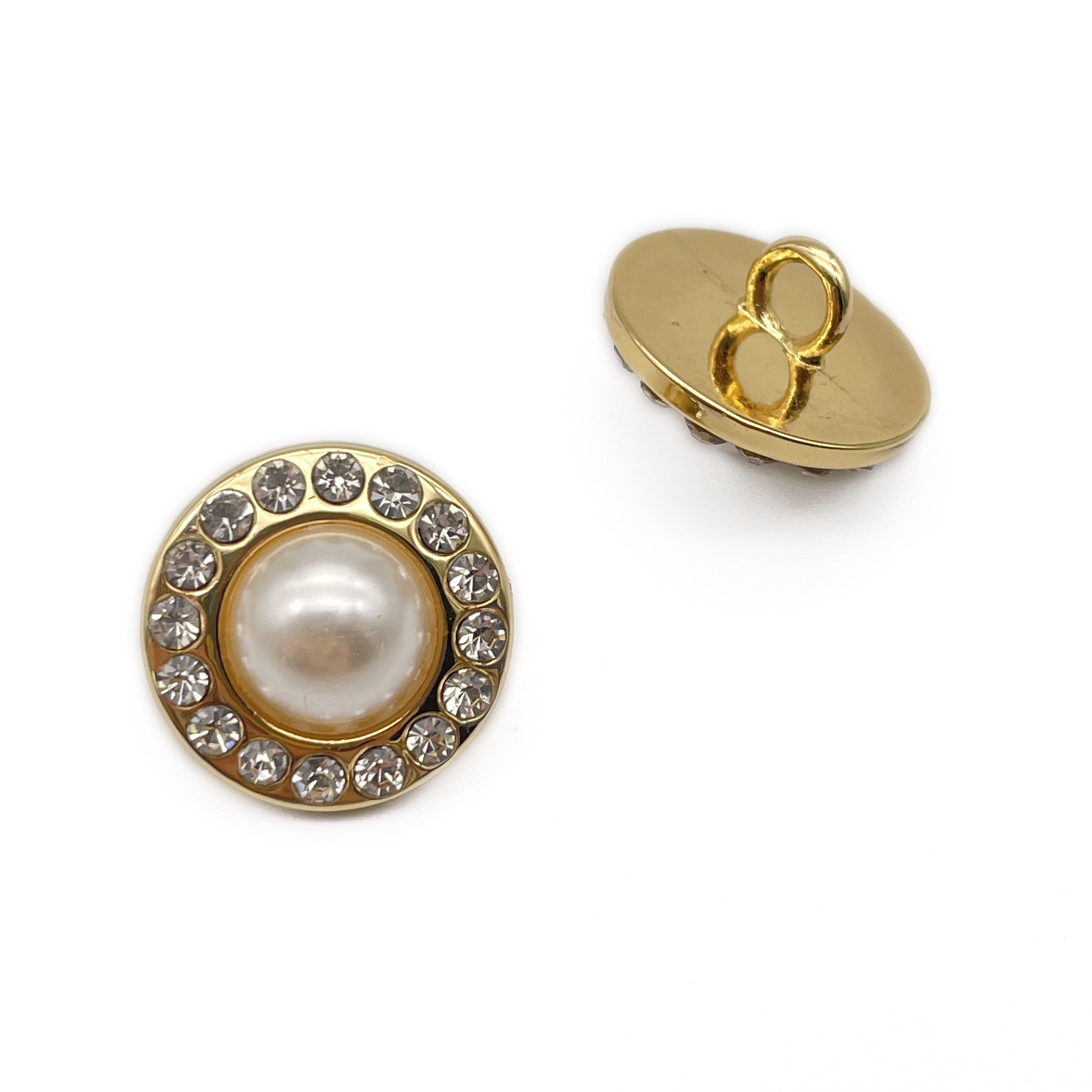 Zinc Alloy Fancy White Diamond Decorative 15mm shank button custom Pearl 18mm Shank Button for Blazer