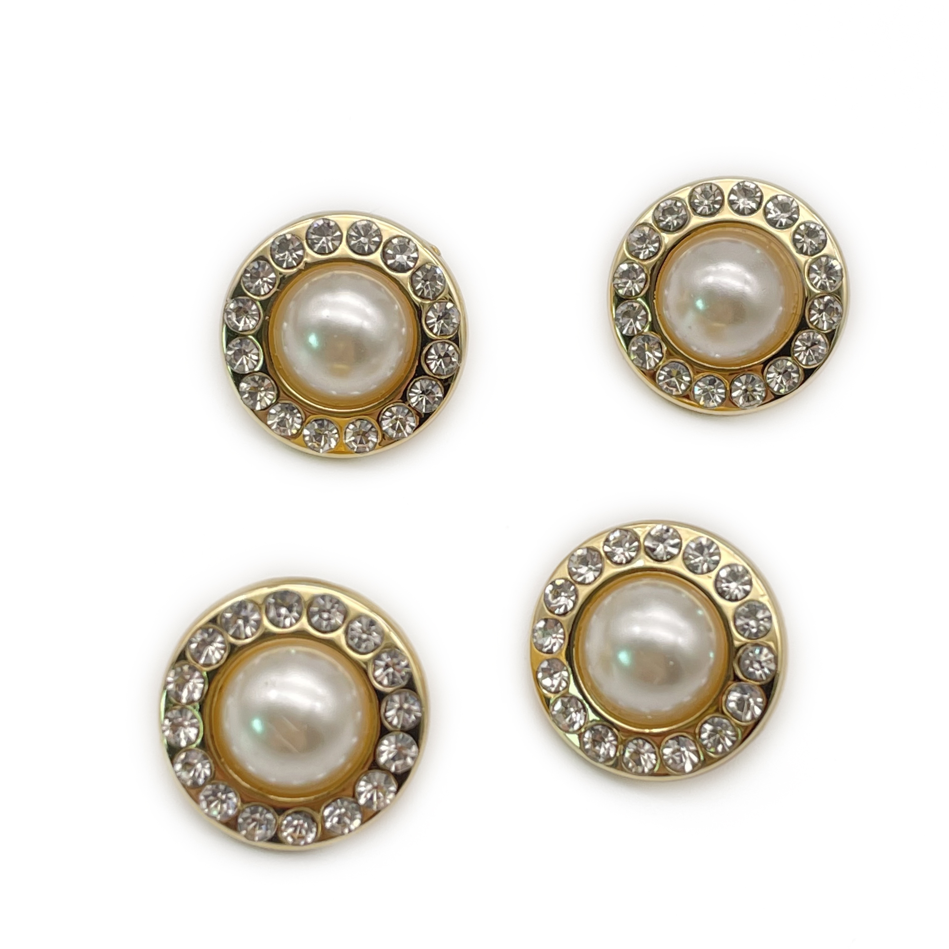 Zinc Alloy Fancy White Diamond Decorative 15mm shank button custom Pearl 18mm Shank Button for Blazer