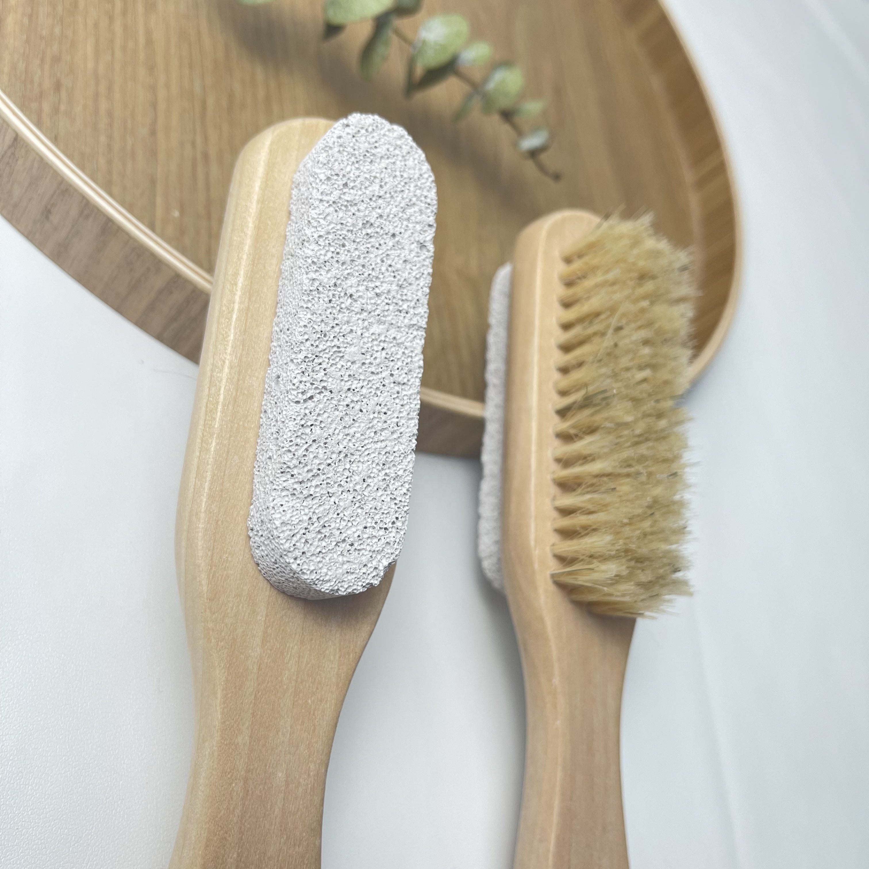 Double-sided Wooden Shower Feet Brush Foot Dead Skin Clean Massage Brush Foot Pumice Stone Brush