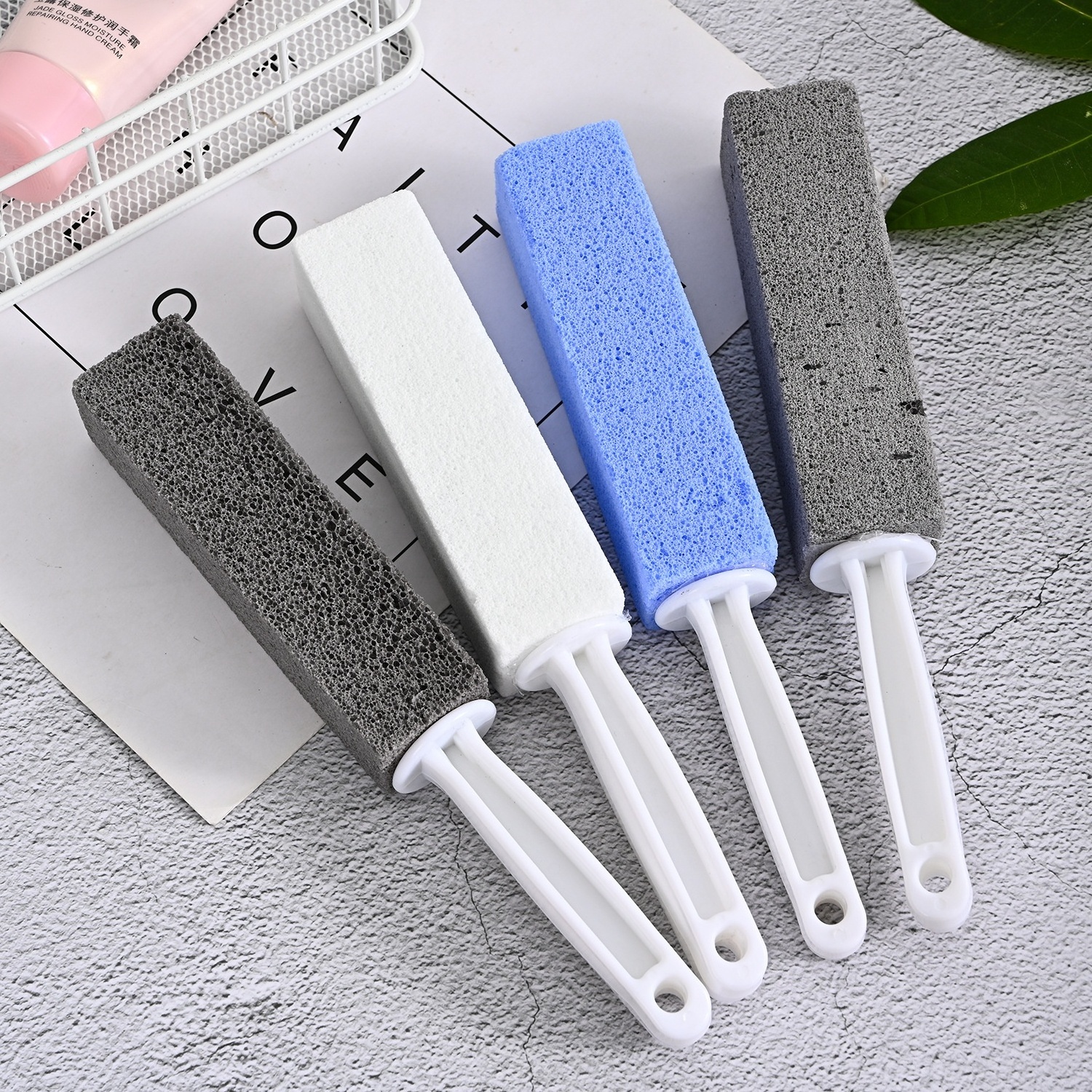 Pumice Cleaning Stone Pumice Scouring Pad with Handle Toilet Bowl Cleaner Hard Water Ring Remover