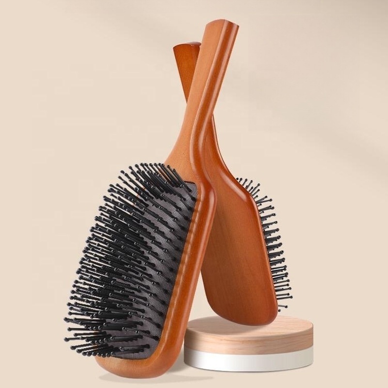 Eco Friendly Natural Wooden Hair Comb Brushes Customized Hair Brush For Fine and Straight, Thick and Curly Hair