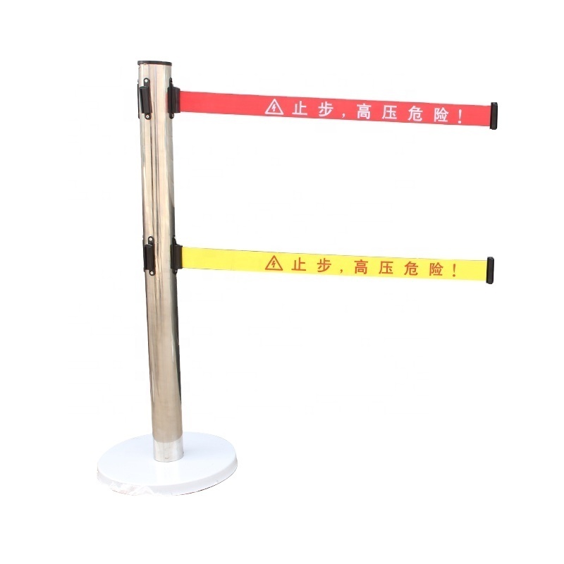 Hotel Bank Exhibition Stainless Steel Safety Queue Pole Line Stand Stanchion Retractable Belt Crowd Control Barrier