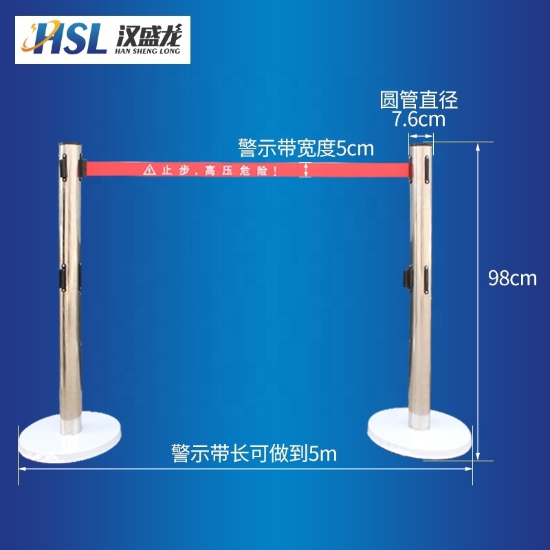 Hotel Bank Exhibition Stainless Steel Safety Queue Pole Line Stand Stanchion Retractable Belt Crowd Control Barrier