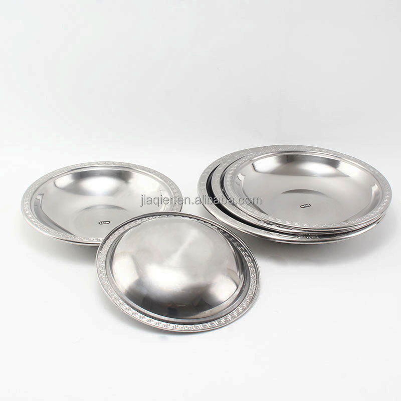 Thickened stainless steel lobster plate disc commercial seafood dry pan plate