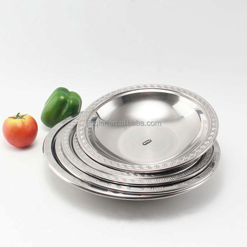 Thickened stainless steel lobster plate disc commercial seafood dry pan plate