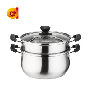 Advanced  304 stainless steel 2 tier steamer soup  pot with double ear