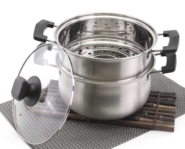 Advanced  304 stainless steel 2 tier steamer soup  pot with double ear