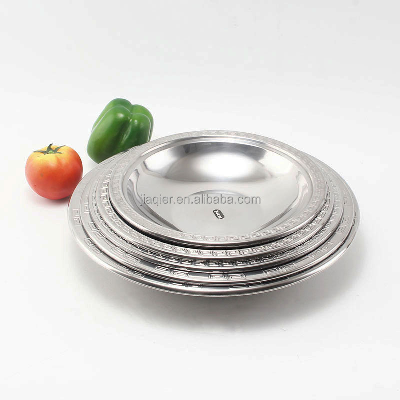 Thickened stainless steel lobster plate disc commercial seafood dry pan plate