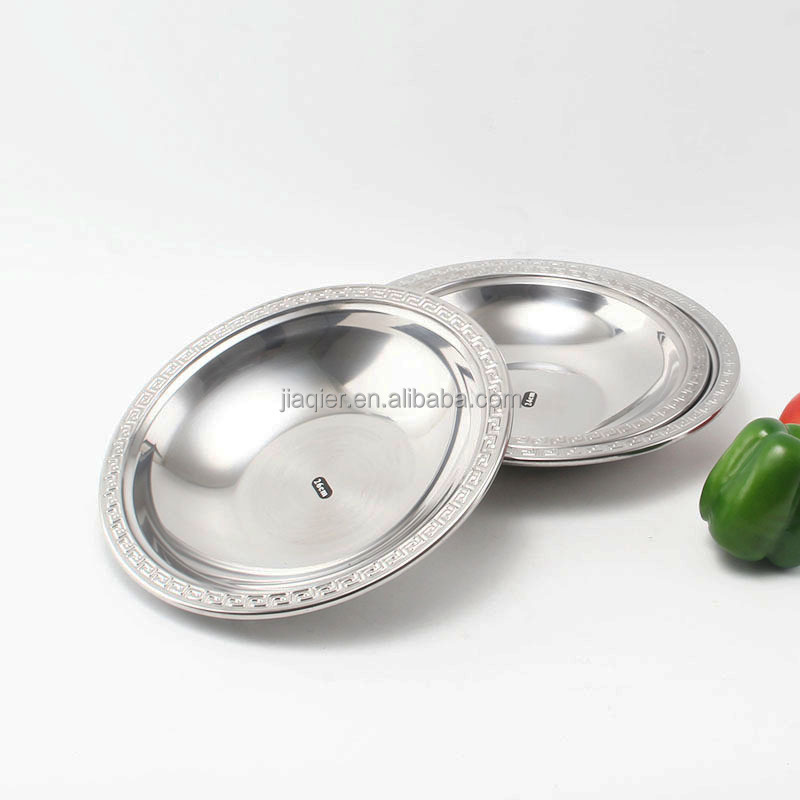 Thickened stainless steel lobster plate disc commercial seafood dry pan plate