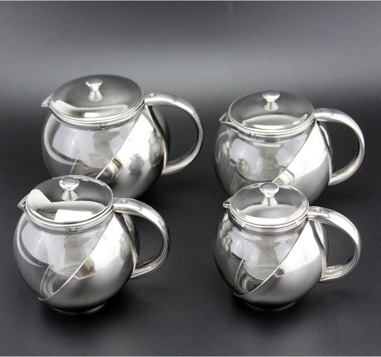 China wholesale High quality  stainless steel and glass personalized teapot