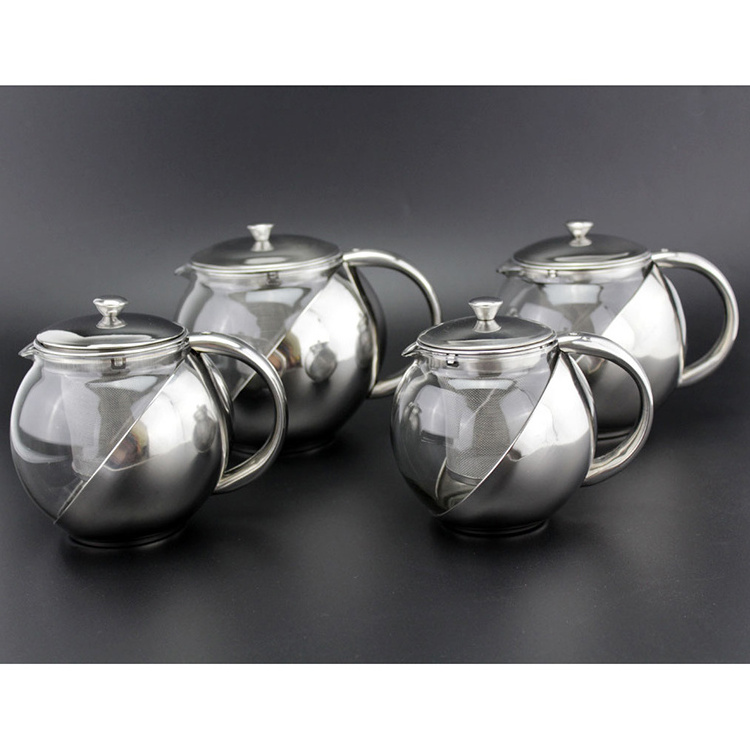 China wholesale High quality  stainless steel and glass personalized teapot