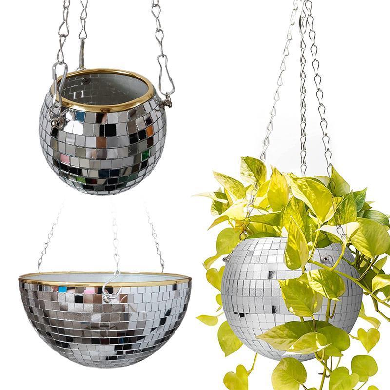 6'' Disco Ball Planter Hanging Disco Ball Planter Pot Plant Hanger Plants Home Boho Decor Disco Ball