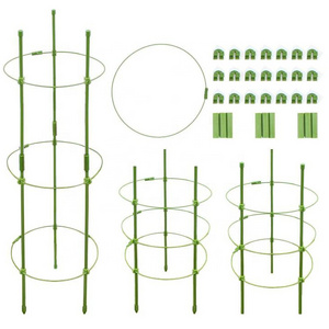 18" Garden Plant Support Tomato Cages Stake With 3 Adjustable Rings Supporter Fruit Grow Climbing Plants Slip Shock Resistant