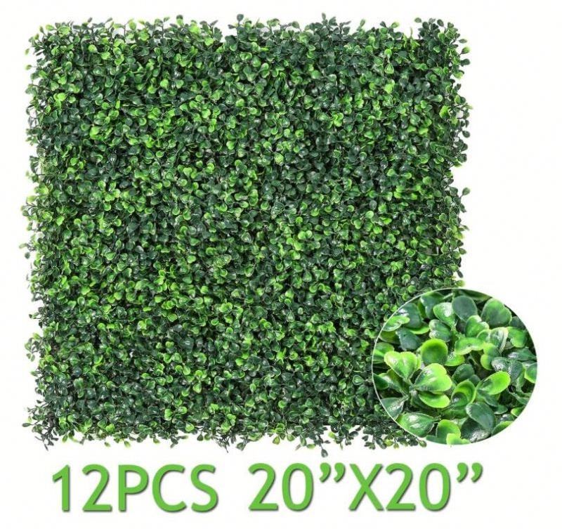 12PCS Artificial Boxwood Panels Topiary Hedge Plant, Privacy Hedge Screen UV Protected for Outdoor Indoor Garden Fence Backyard