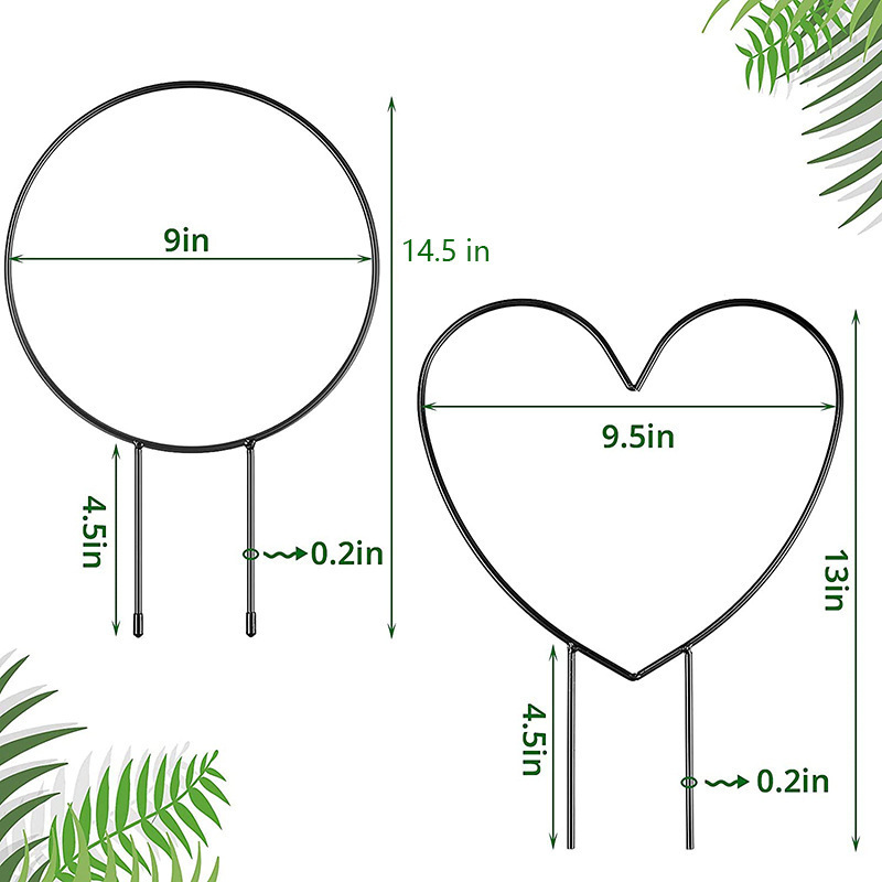 Love Heart-shaped Iron Garden Trellis For Climbing Plants Rust Free Vine Plant Metal Support Wire With Coating Decor