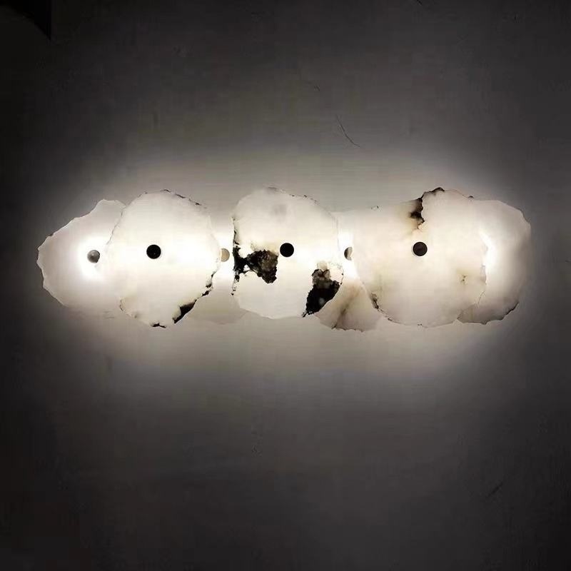 Home Deco Stone Unique LED Wall Sconces For Living Room Aisle Modern Light Luxury Marble Wall Lamp