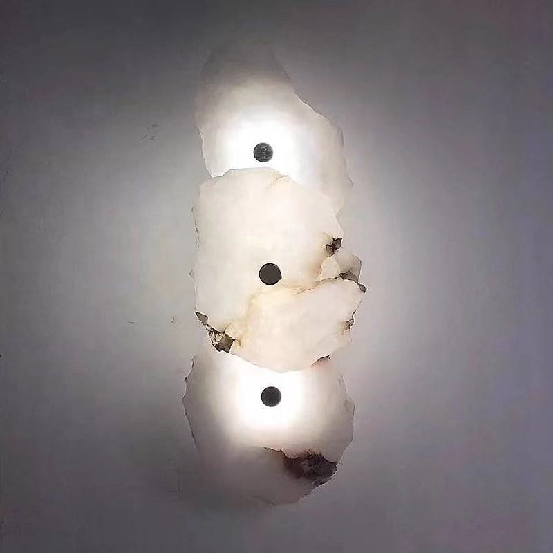 Home Deco Stone Unique LED Wall Sconces For Living Room Aisle Modern Light Luxury Marble Wall Lamp