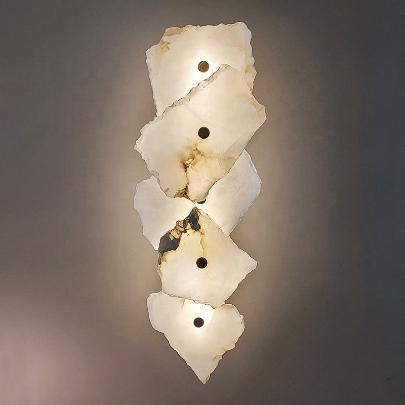 Home Deco Stone Unique LED Wall Sconces For Living Room Aisle Modern Light Luxury Marble Wall Lamp