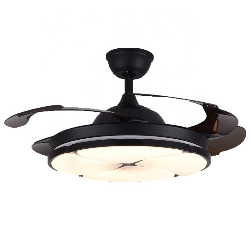 LED ceiling fan lamp 42 inch hidden blades remote control modern decorative LED ceiling fan light